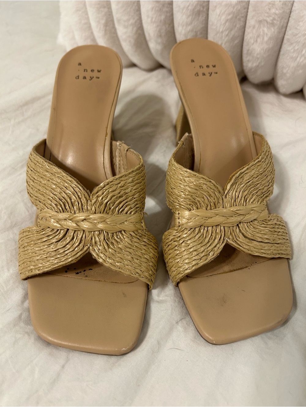 a new day Braided Tan Slide Heels